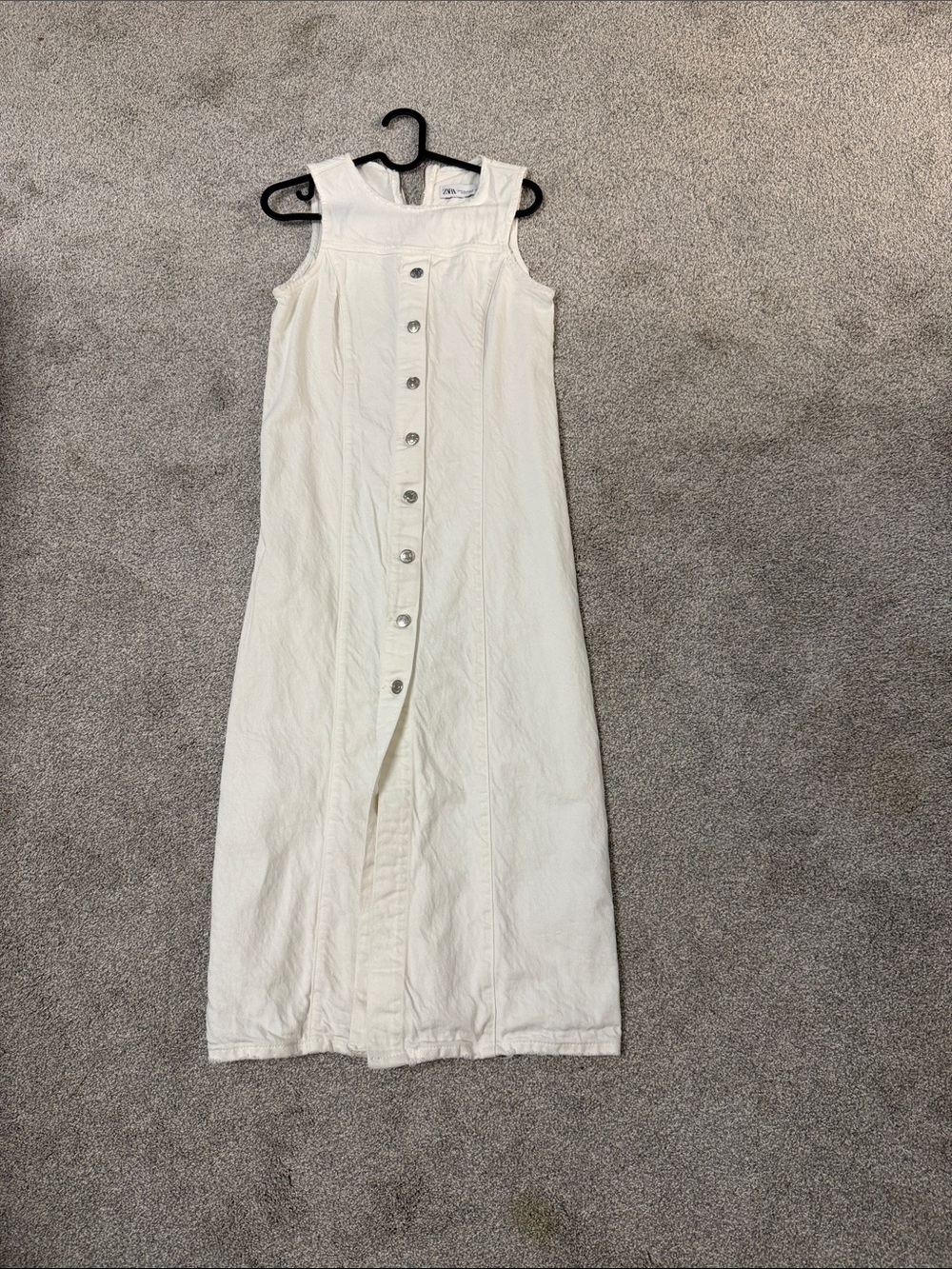 Zara White Sleeveless Button-Front Maxi Dress